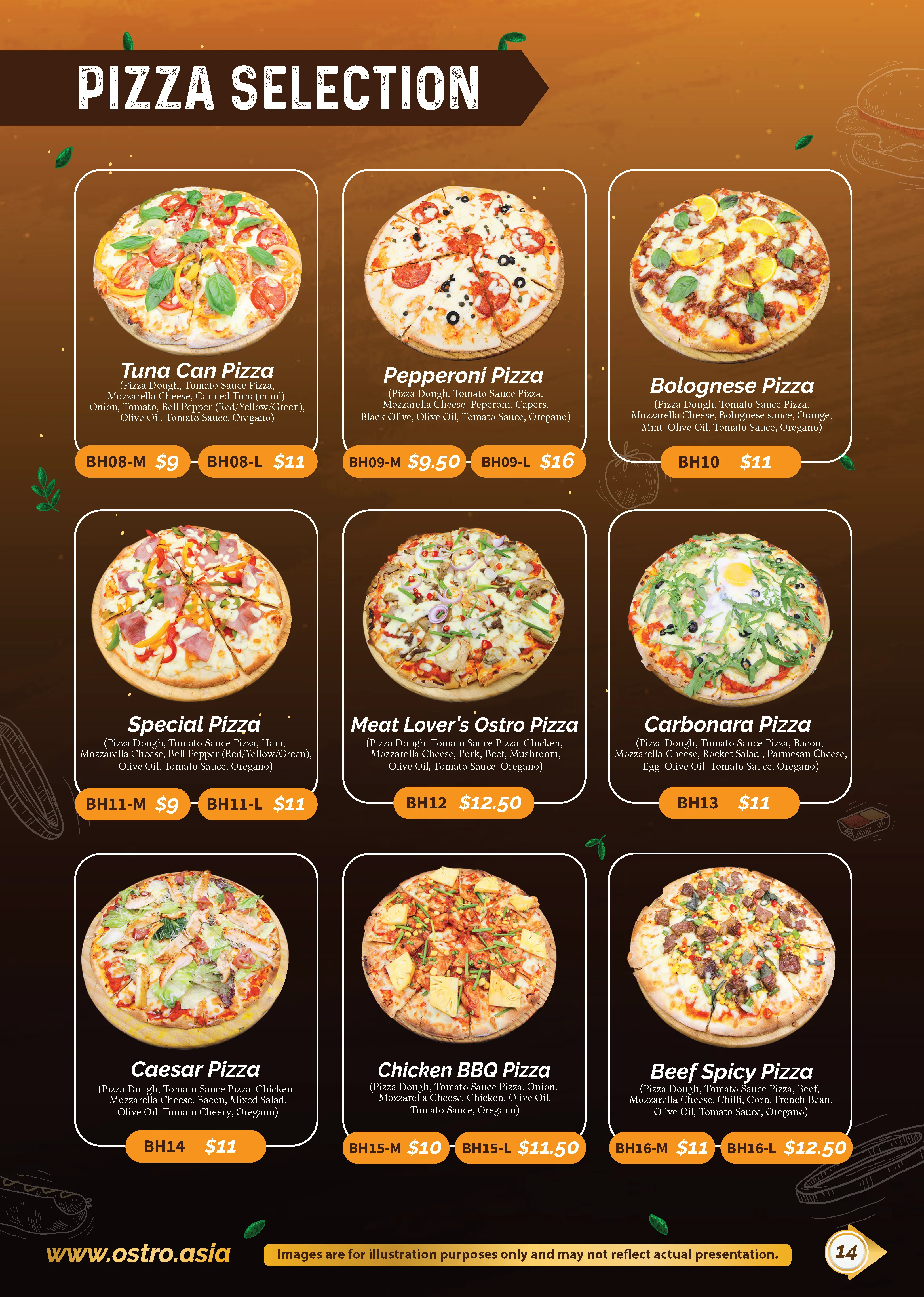Pizza Selection Menu 1